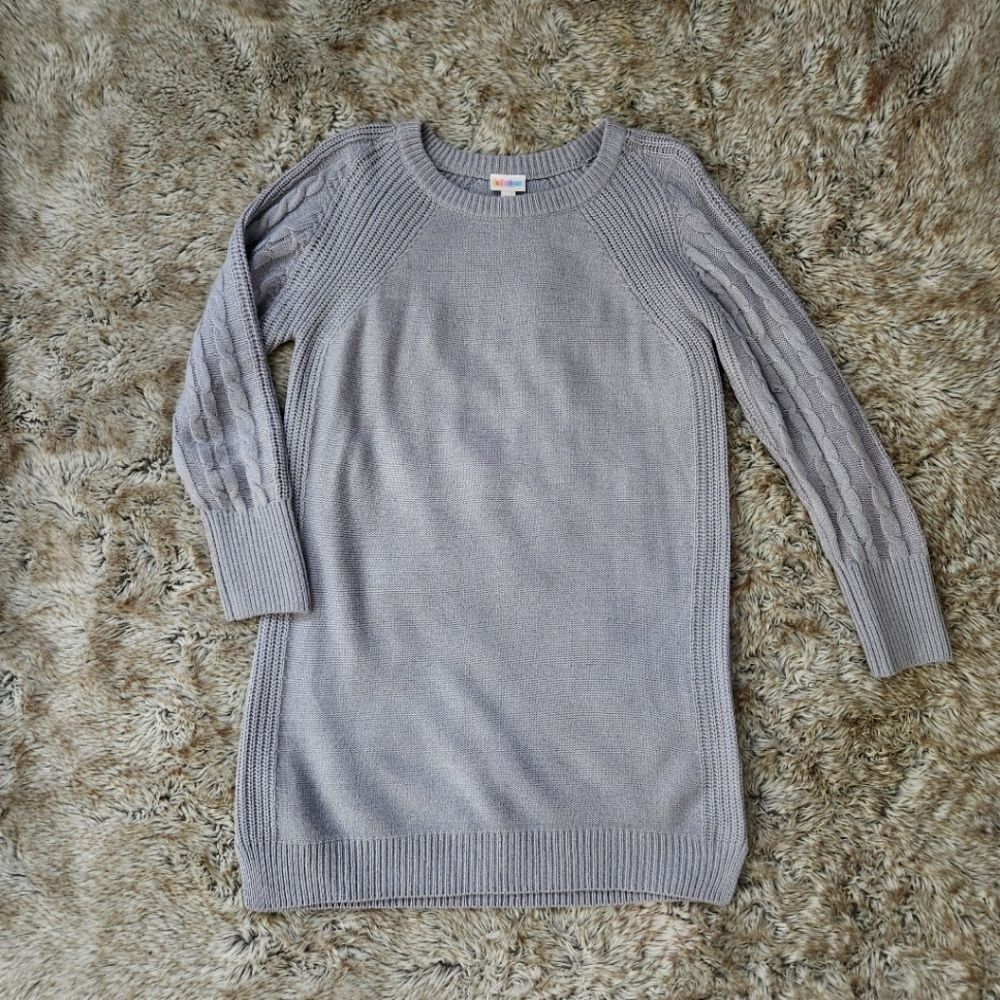 LuLaRoe Cable Knit Long Sleeve Tunic Sweater Gray Women's‎ Size Small